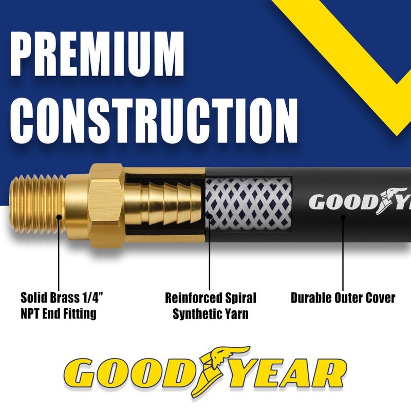 Grip Goodyear 6' x 3/8" Rubber Whip Hose Black 250 PSI - Image 2